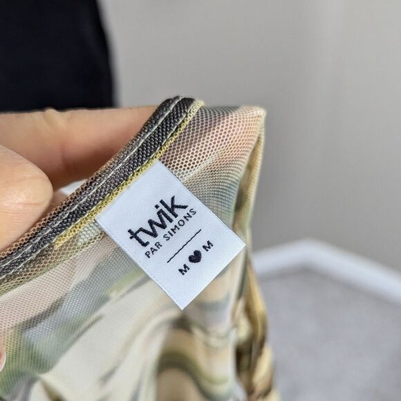 Twik Sheer Mesh Tie Front Long Sleeve Camo Crop Top Size Medium - Picture 5 of 11